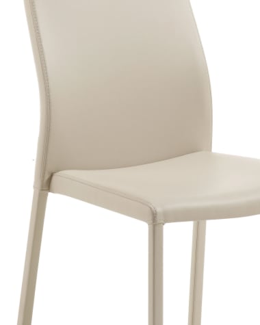 Abelle faux leather chair in beige steel