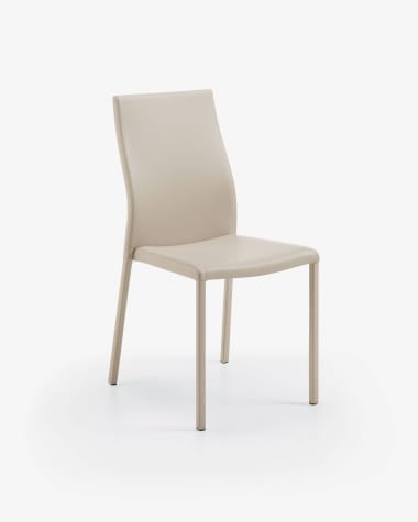 Abelle faux leather chair in beige steel