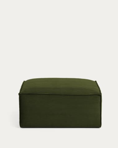 Blok footrest in green wide seam corduroy, 90 x 74 cm FSC Mix Credit FR