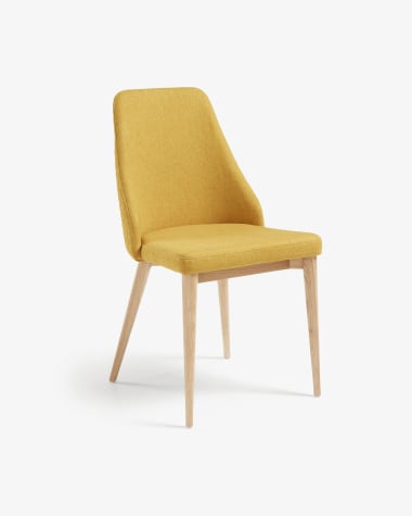 Rosie mustard chair with solid ash legs with natural finish