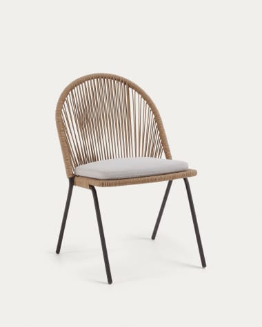 Chaise Shann en corde beige et pieds en acier galvanisé