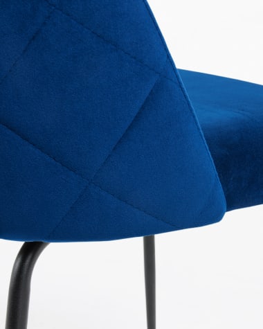 Ivonne chair velvet dark blue and black metal