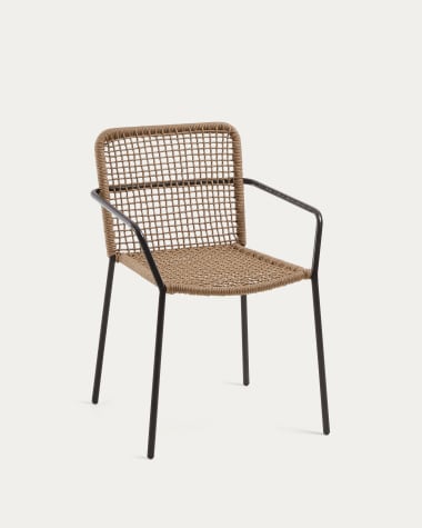 Chaise Ellen en corde beige et acier galvanisé