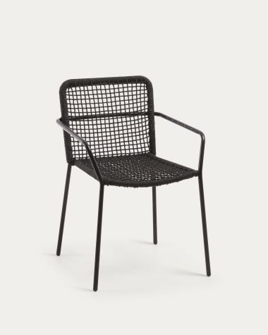 Chaise Ellen en corde noire et acier galvanisé