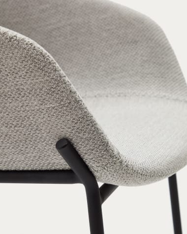 Tabouret Yvette gris clair et pieds en acier noir hauteur 75 cm