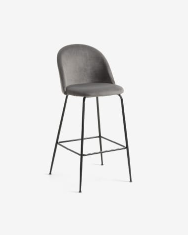 Grey velvet Ivonne stool height 65 cm