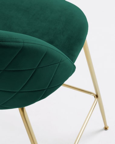 Green velvet Ivonne stool height 65 cm
