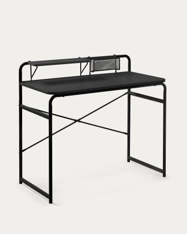 Table Foreman en mélamine finition noire et pieds en acier noir 98 x 46 cm