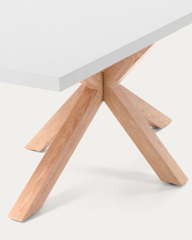 Table Argo en mélaminé finition blanche et pieds en acier effet bois 160 x 100 cm