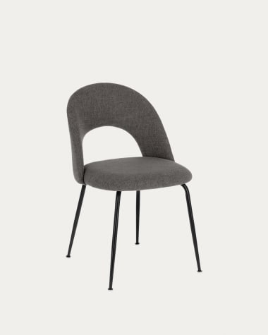 Sedia Mahalia grigio scuro e gambe in acciaio verniciato nero FSC 100%