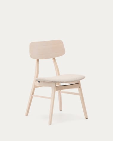 Selia chair in oak veneer, solid rubber wood, and light grey upholstery