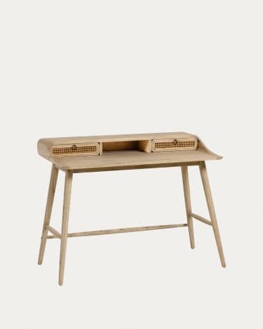 Table Nalu en bois de mindi et détails en rotin 110 x 60 cm
