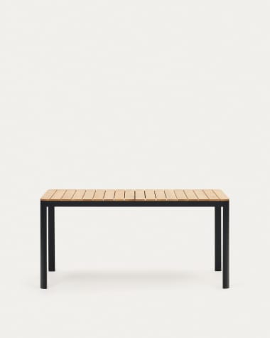 Bona aluminium and solid teak table, 100% outdoor suitable with black finish, 160 x 90 cm