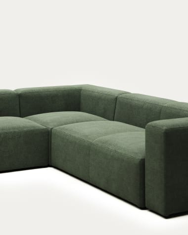 Blok 5 seater corner sofa in green, 320 x 290 cm / 290 x 320 cm FR