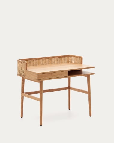 Table Araxi en contreplaqué, bois de frêne et rotin 105 x 62 cm