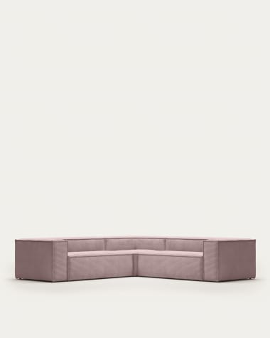 Blok 4 seater corner sofa in pink corduroy, 290 x 290 cm