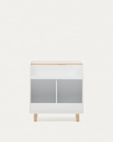 Serwa bookcase in white MDF with solid pine legs and bar