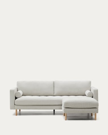 Sofa Debra 3-seater with pearl chenille footrest and natural legs 222 cm FSC Mix Credit