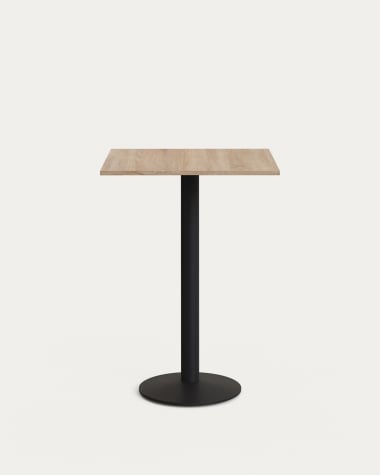 Mesa alta Esilda melamina con acabado natural pie metal acabado pintado negro 60x60x96cm