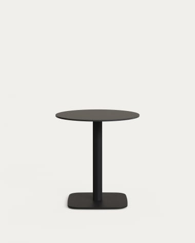 Tavolo rotonda per esterno Dina nera con gamba in metallo rifinita in nero Ø 68x70 cm
