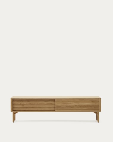 Lenon TV-Schrank 2 Türen aus massiver Eiche und Furnier 200 x 57 cm FSC MIX Credit
