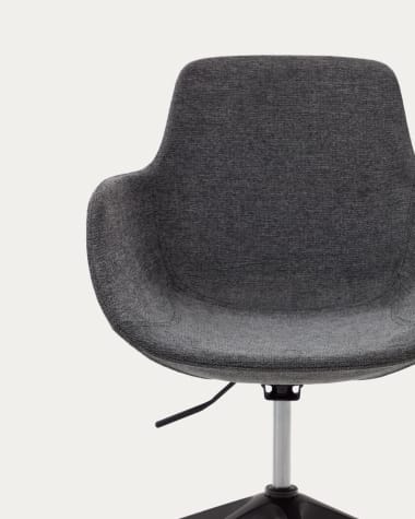 Silla de escritorio Tissiana gris oscuro y aluminio acabado negro mate