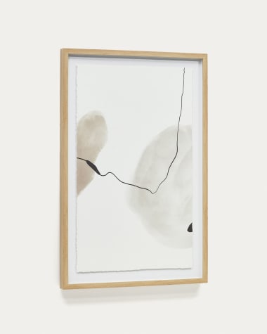 Tableau abstrait Torroella blanc, marron et gris 60 x 90 cm