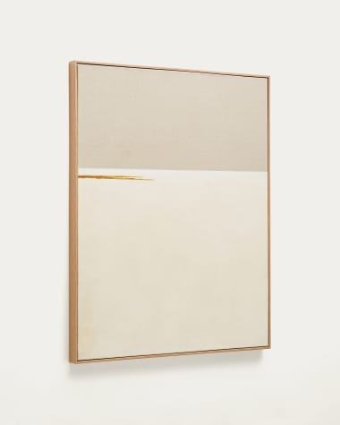 Quadro astratto Salin con riga orizzontale in lino 80 x 100 cm