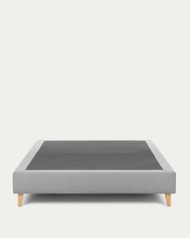 Base haute Nikos grise avec pieds en bois de hêtre pour matelas de 160 x 200 cm