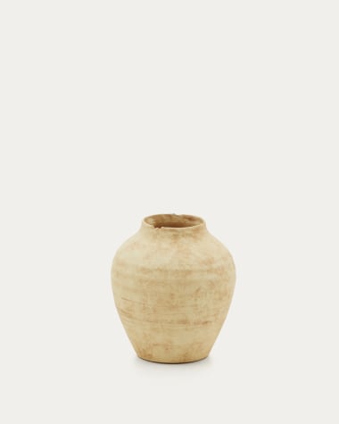 Silbet beige ceramic vase, 19 cm