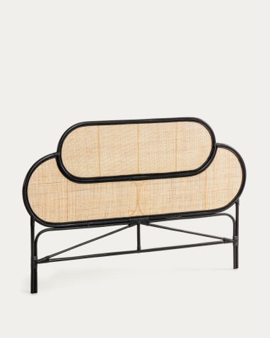 Tête de lit Lalita en rotin avec finition noire pour lit de 160 cm
