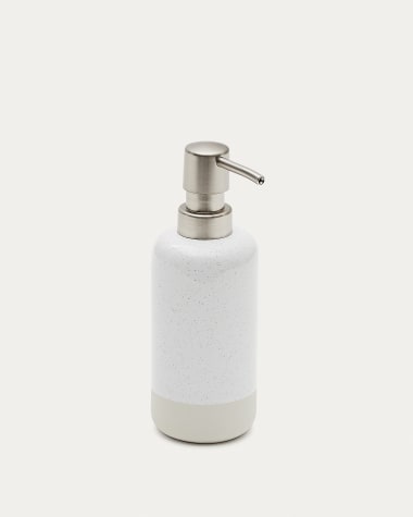 Doseador de sabonete Selis de grés bege e branco