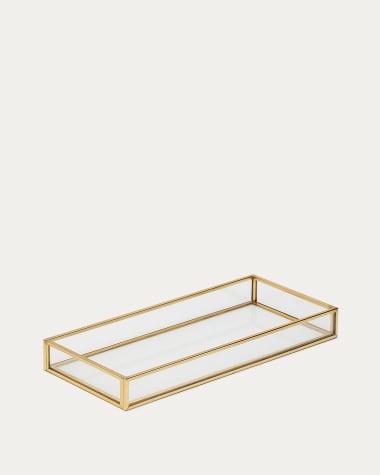 Plateau Soanet en verre et métal avec finition dorée