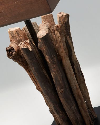 Antares table lamp in red wood and rubberwood UK adapter