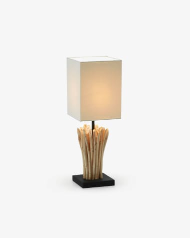 Boop table lamp made of solid red wood and rubberwood UK adapter