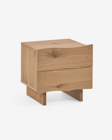 Rasha bedside table with oak veneer with natural finish 49 x 45 cm.