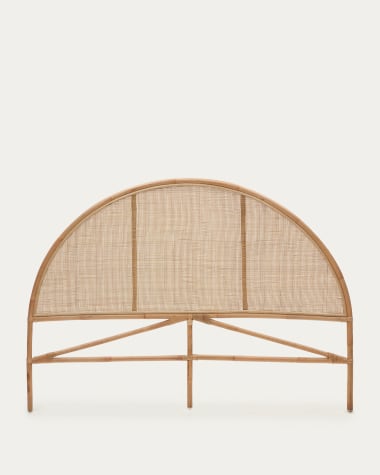 Quiterie round rattan headboard with a natural finish, 150/160 cm