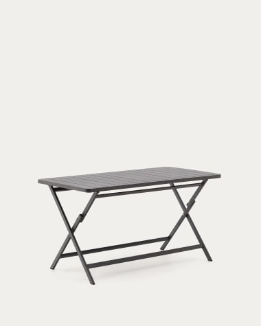 Faltbarer Gartentisch Torreta aus Aluminium mit dunkelgrauem Finish 140 x 70 cm