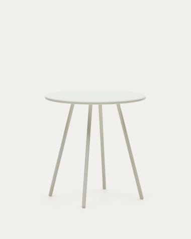 Montjoi round outdoor table in steel with a white finish, Ø 70 cm