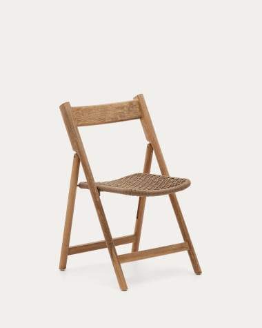 Chaise pliante Dandara bois d' acacia et structure acier avec corde  beige FSC 100 %