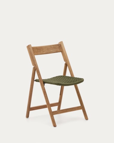 Chaise pliante Dandara bois acacia et structure acier avec corde  verte FSC 100 %