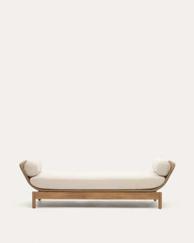 Catalina sun lounger, in beige cord and solid FSC acacia wood