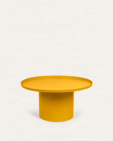 Fleksa round coffee table in mustard metal, Ø 72 cm