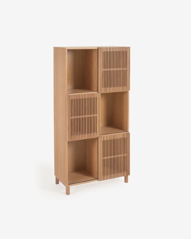 Beyla solid oak shelf unit with oak veneer 84.3 x 170 cm FSC 100%.