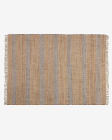 Eda jute rug with blue stripes 160 x 230 cm