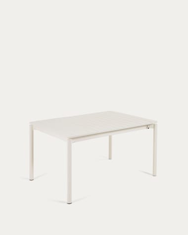 Zaltana extendable aluminium outdoor table with matt white finish 140 (200) x 90 cm