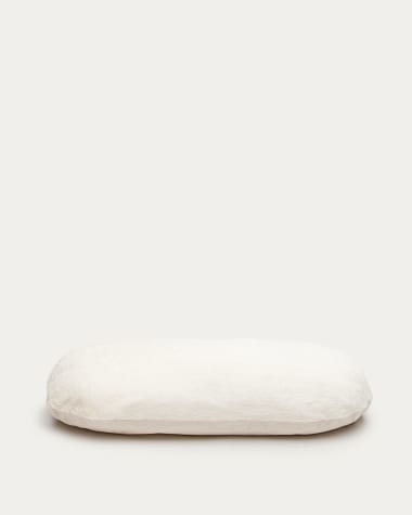 Codie portable pet cushion in white fur, Ø 80 x 10 cm