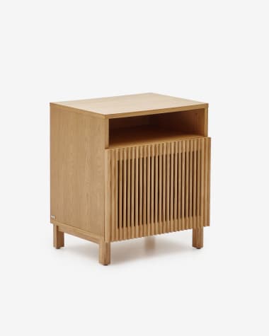 Beyla solid oak wood beside table with oak veneer, 53 x 62 cm FSC 100%