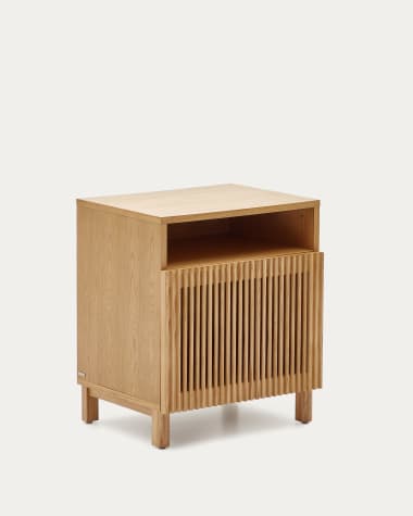 Beyla solid oak wood beside table with oak veneer, 53 x 62 cm FSC 100%