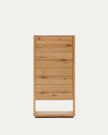 Komoda Alguema 4 szuflady z forniru dębowego z naturalnym wykończeniem 60 x 120 cm